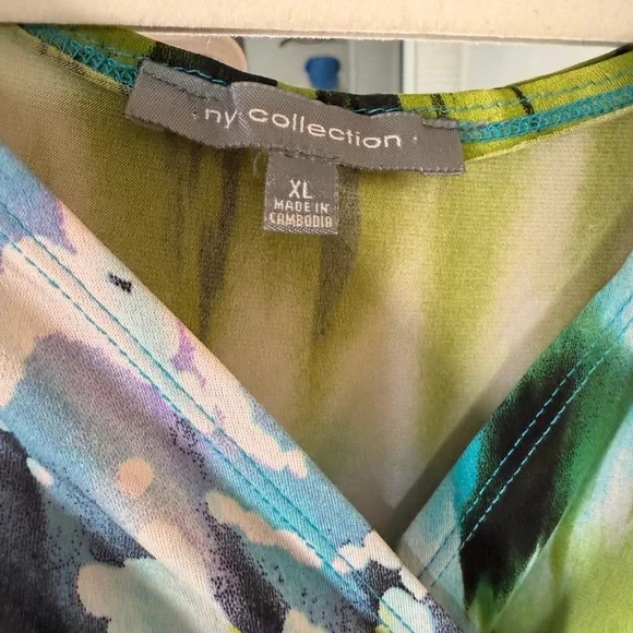 NY Collection Maxi Dress in Teal, Purple, Lime, Black - Picture 3 of 4